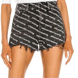 Alexander Wang Black Logo Jean Shorts